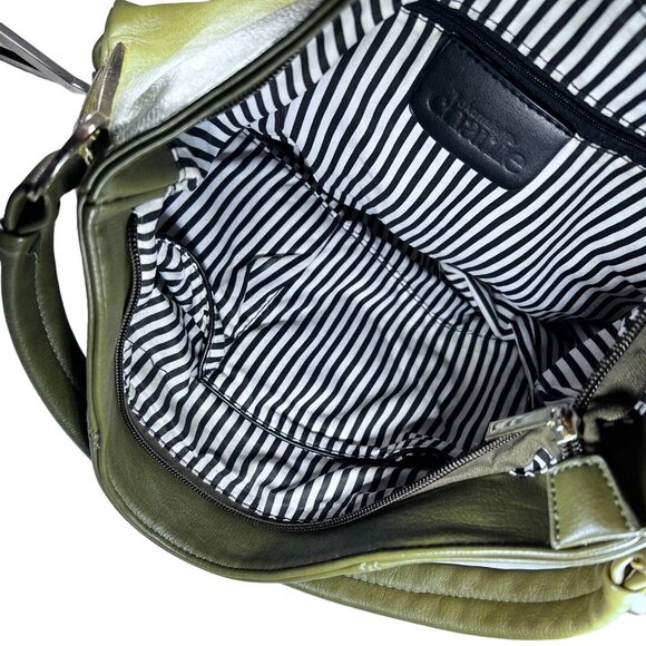 Charming Charlie Womens Green Hobo Handbag Shoulder Bag Purse Striped Lining - Picture 11 of 14